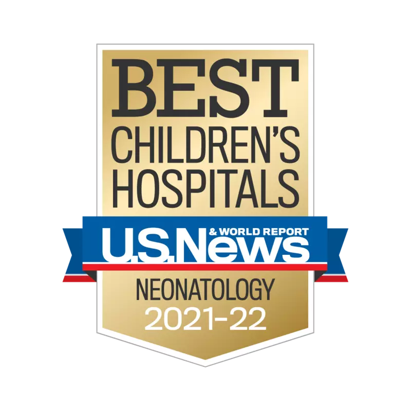US News Best Children's Hospital in Neonatology 2021-2022 logo.