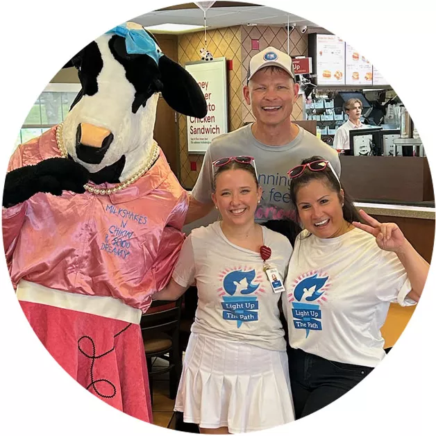 The Chick-Fil-A Cow, Dave Koepsell, Jessica Fairbanks and Aspyn Allen