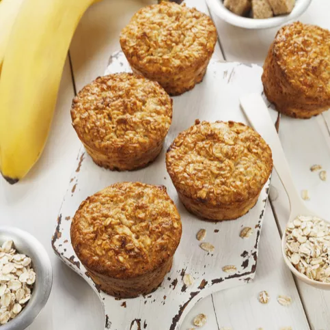 flax muffins and bananas