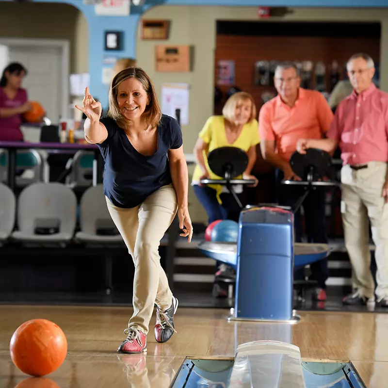 Bowling night with her friends.