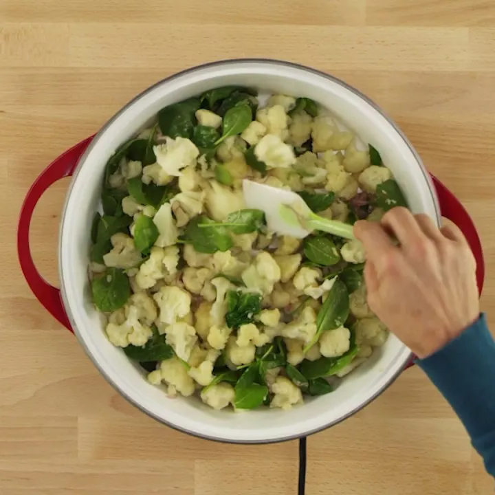 No Fuss Cauliflower and Spinach Sauté from Simply Healthy Cookbook