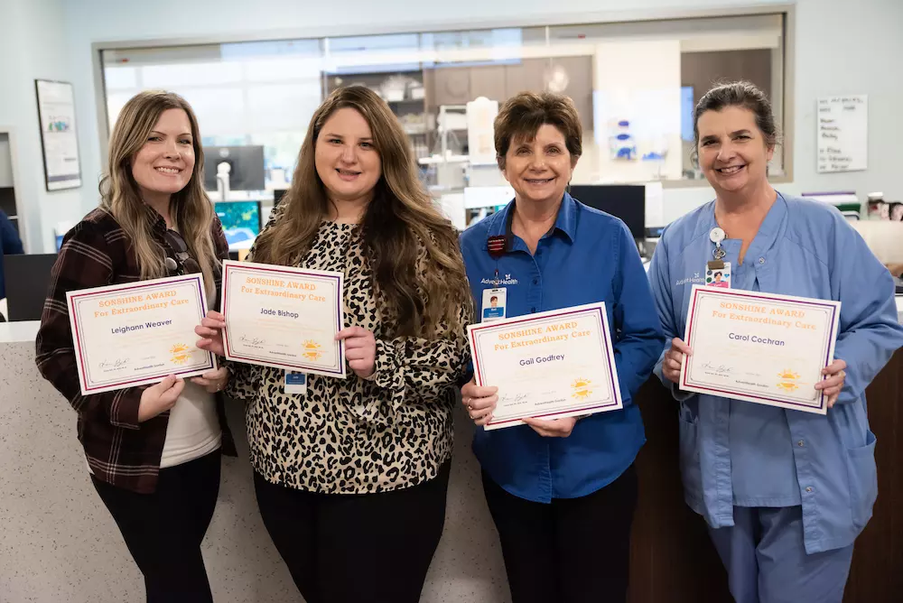 Members of the nutritional services and registration teams received the Sonshine Award.