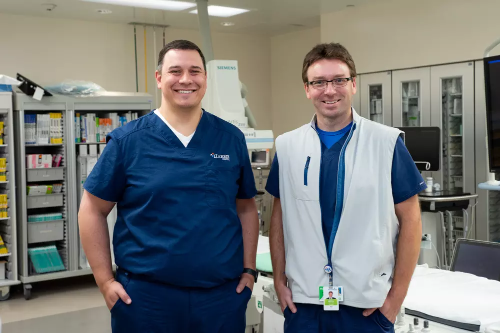 Harbin Clinic invasive cardiologists Dr. Spencer Maddox and Dr. Andrew McCue.