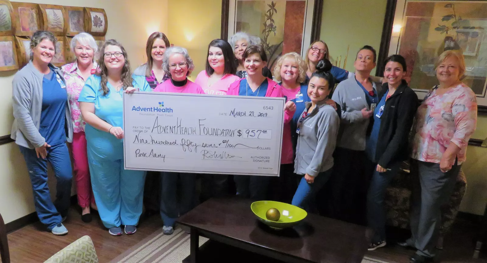 AdventHealth Palm Coast Staff Raise $1,000 to Help Breast Cancer Patients