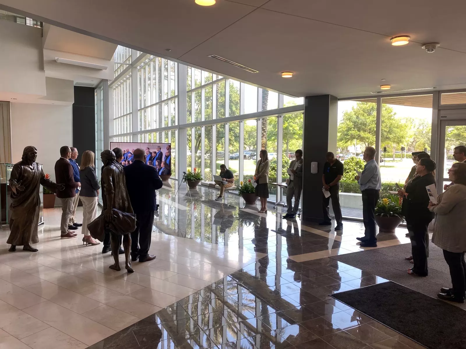 The Corporate Campus Ministries team leads a hybrid event attended by on-campus team members and virtually across the entire AdventHealth system.