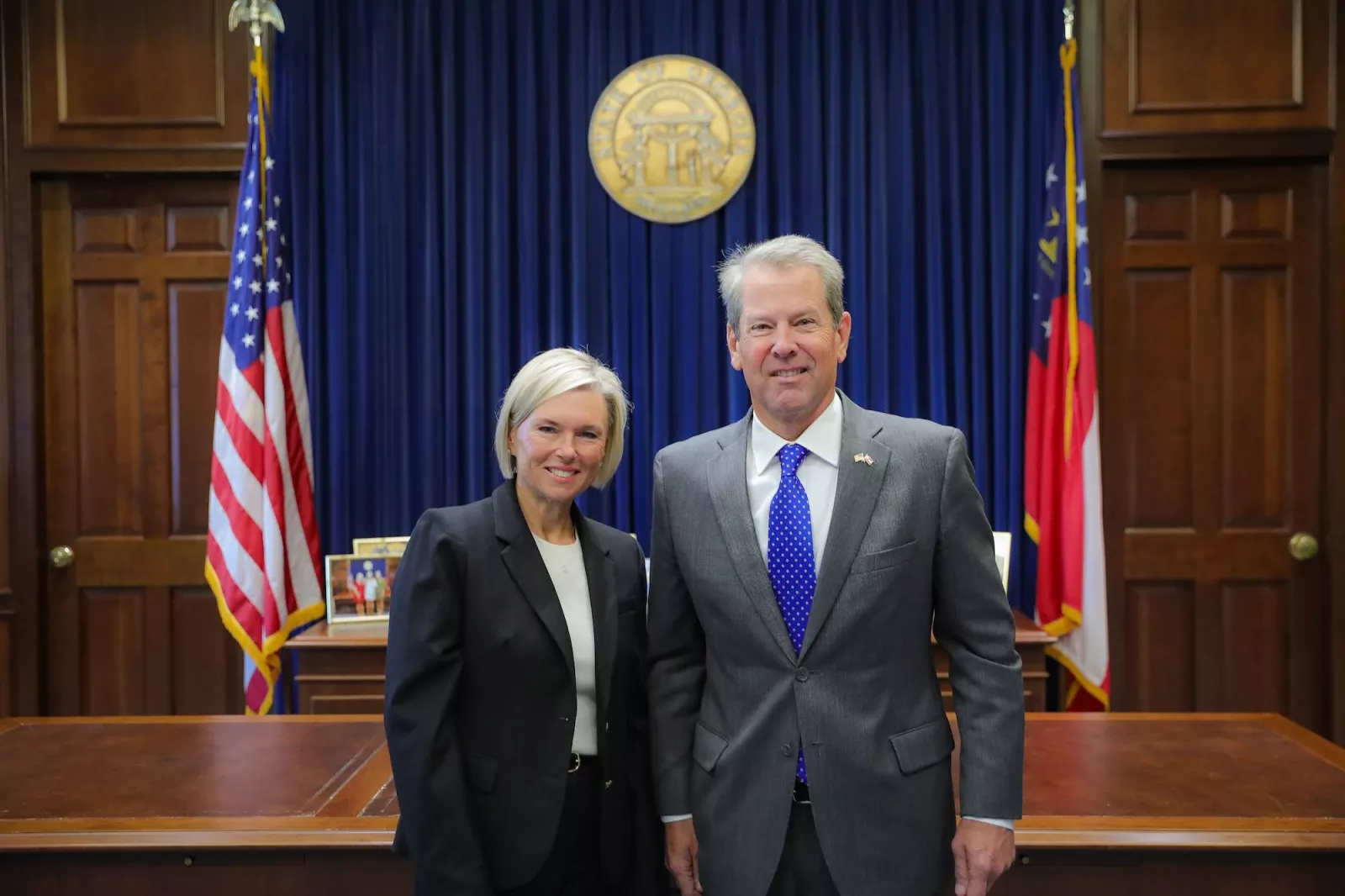 Amy Jordon and Gov. Brian Kemp