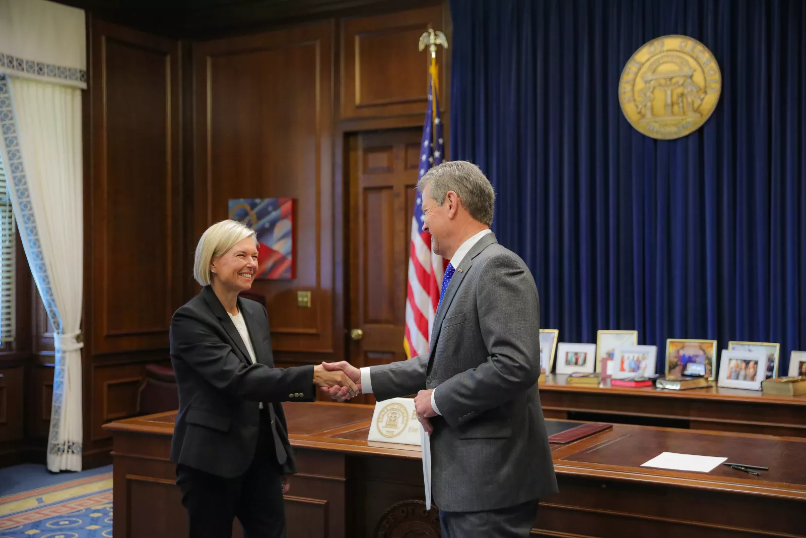 Amy Jordon and Gov. Brian Kemp