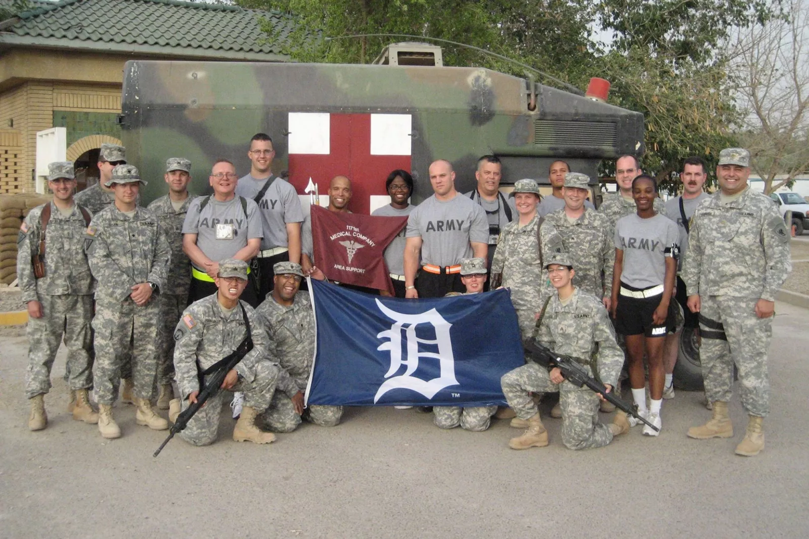 Gordon Wesley at the Golby Clinic with the treatment team during his deployment at Camp South Victory. He led a portion of this team as squad leader. 