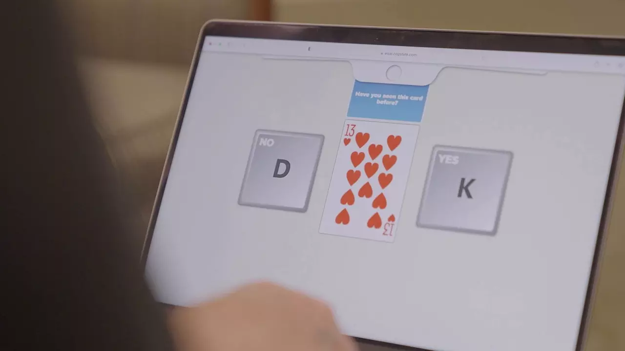 The online test developed by Cogstate uses playing cards to test brain function.