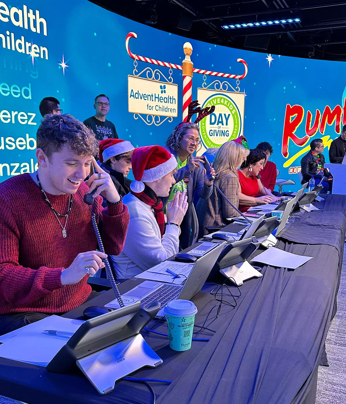 a phone bank answering calls