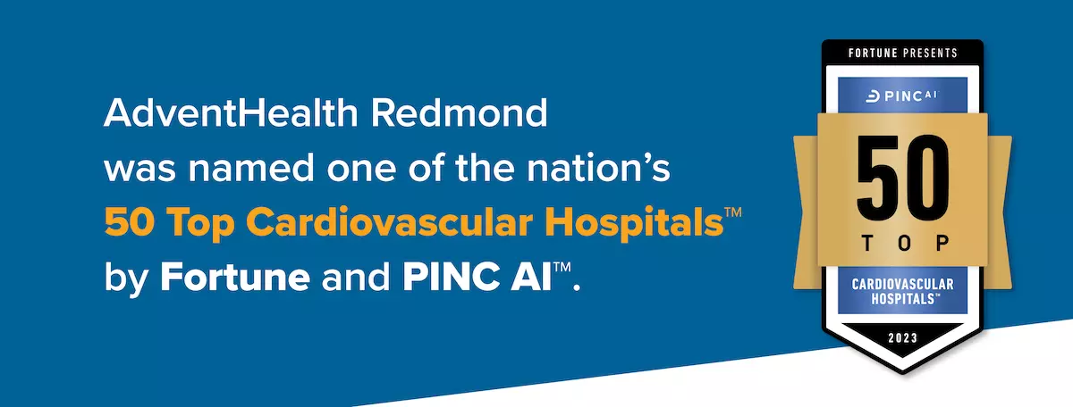 AdventHealth Redmond named one of the nation’s 50 Top Cardiovascular Hospitals™ by Fortune and PINC AI™