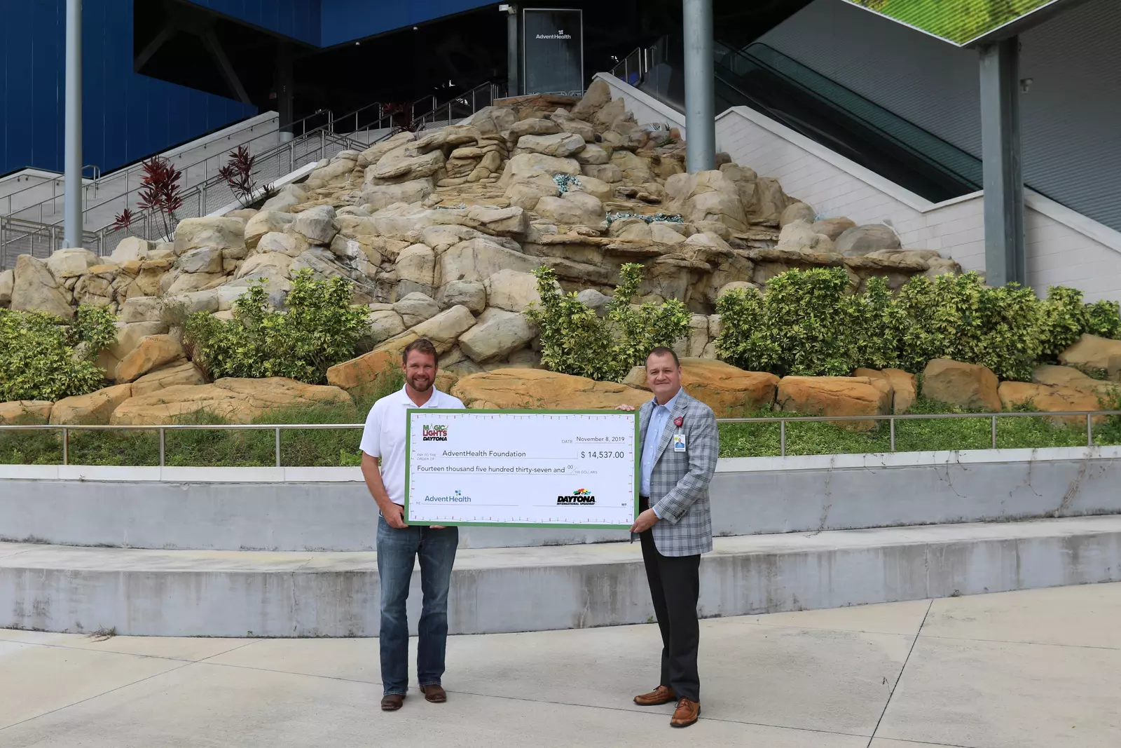Speedway Officials Present AdventHealth with Ceremonial Check