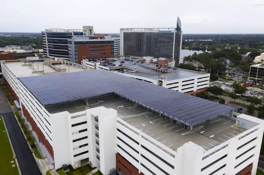 Solar array on McRae parking garage AH Orlando