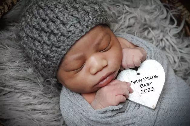 Shabinsky Guerrier, the first baby born in 2023 at AdventHealth Orlando.