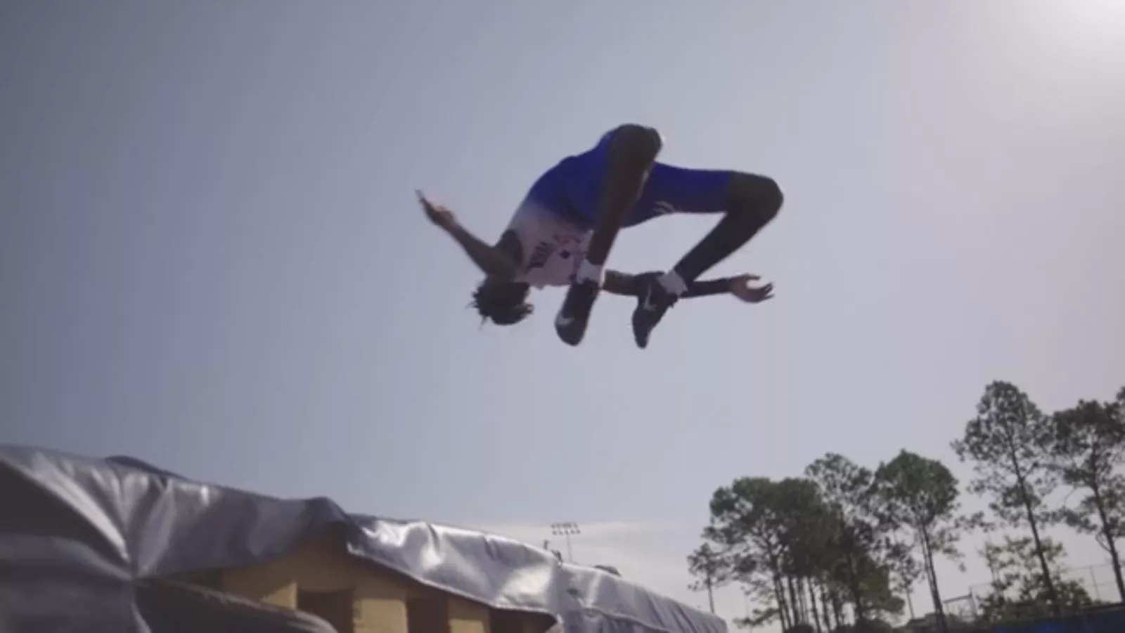 Antonio Parker practices high jump