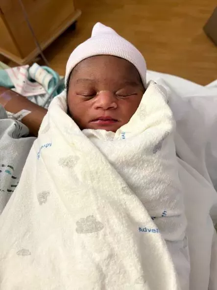 Tre’zure, the first baby born in 2023 at AdventHealth Daytona Beach.
