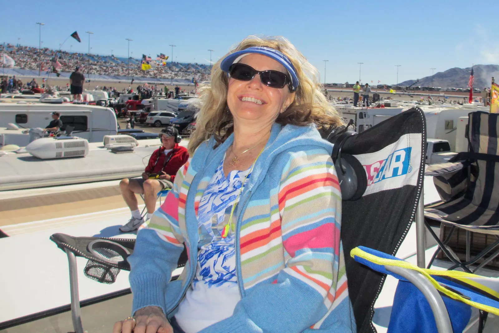 Judi Carlson at a NASCAR event.