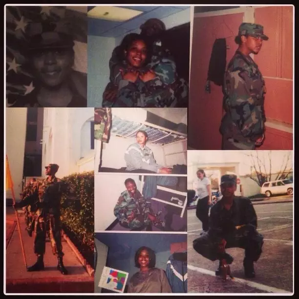 A collage of Ashley's photos from her time in the military