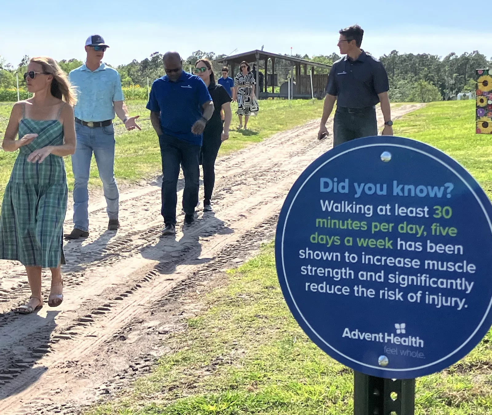 AdventHealth established one mile wellness trail at Amber Brooke Farms.