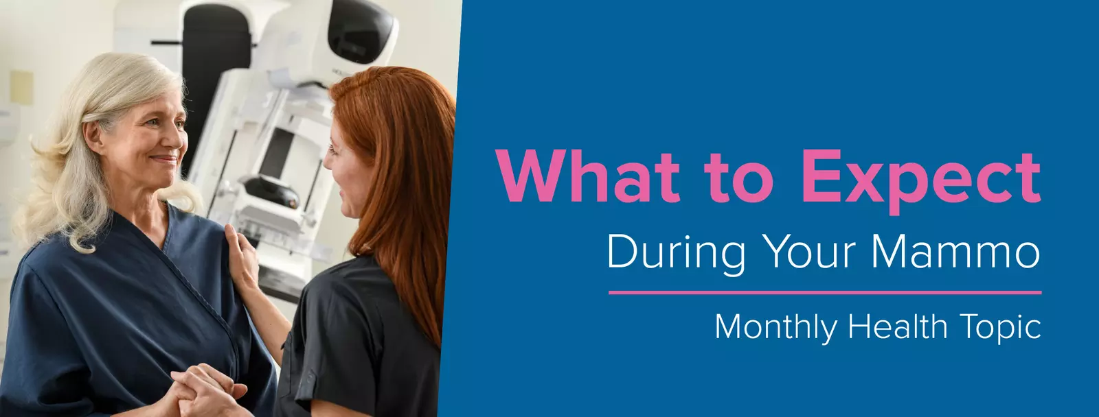 Patient sits ready to get her mammogram