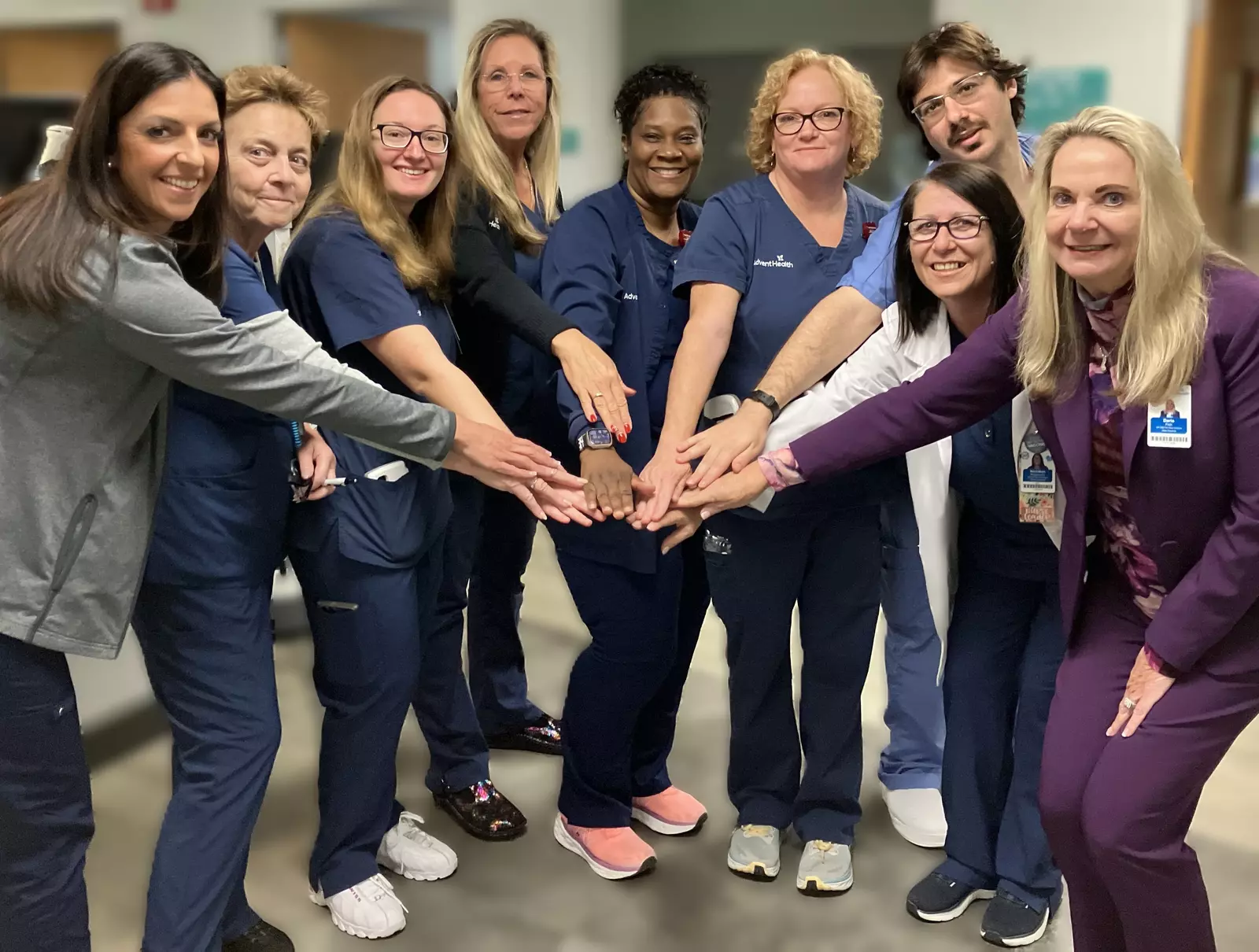 Nuses at AdventHealth New Smyrna Beach celebrate earning the prestigous Pathway to Excellence designation. 
