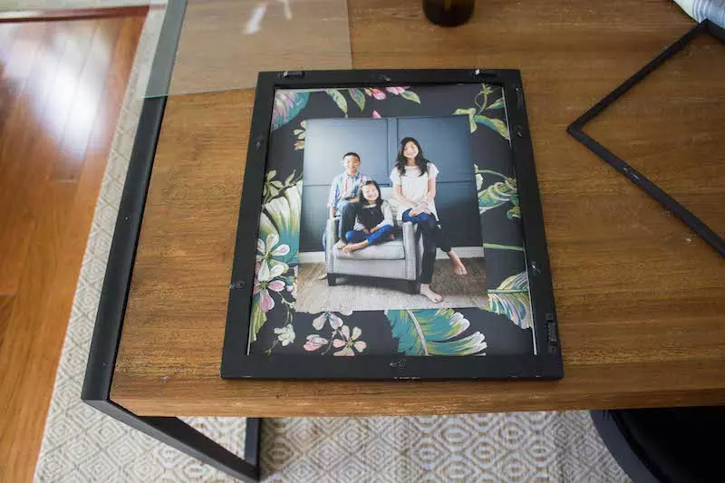 Photo in frame with floral paper