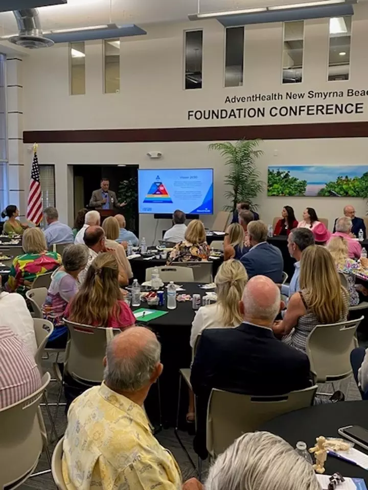 Dennis Hernandez, MD, CEO of AdventHealth New Smyrna Beach was one of the presenters at the State of the Hospital event.