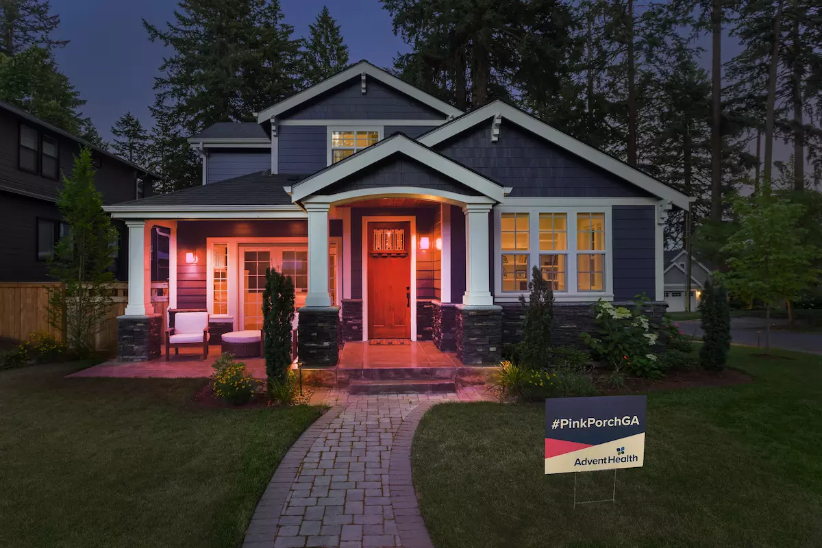porch shines pink for breast cancer awareness