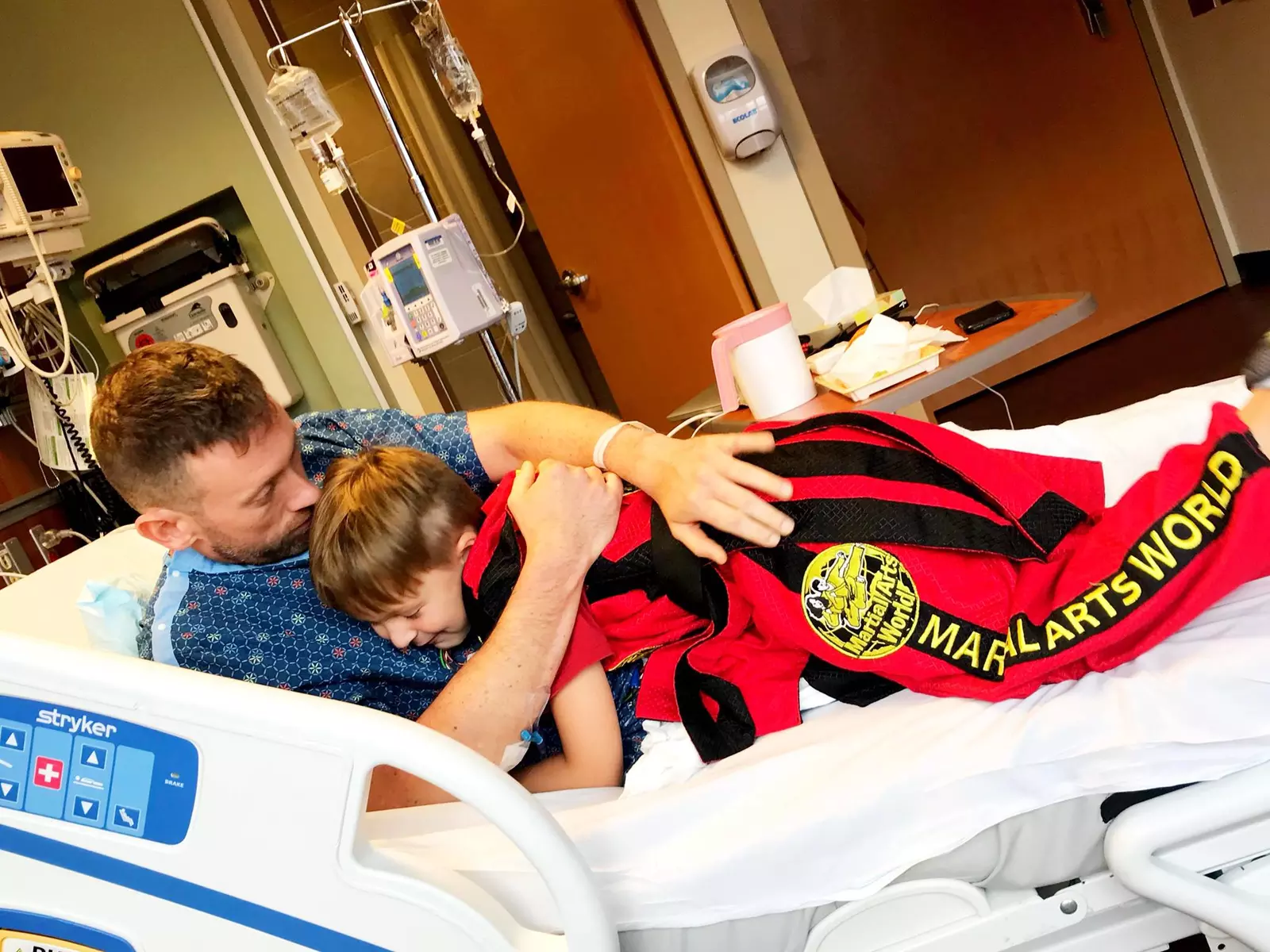 Robert Leetun and son in hospital