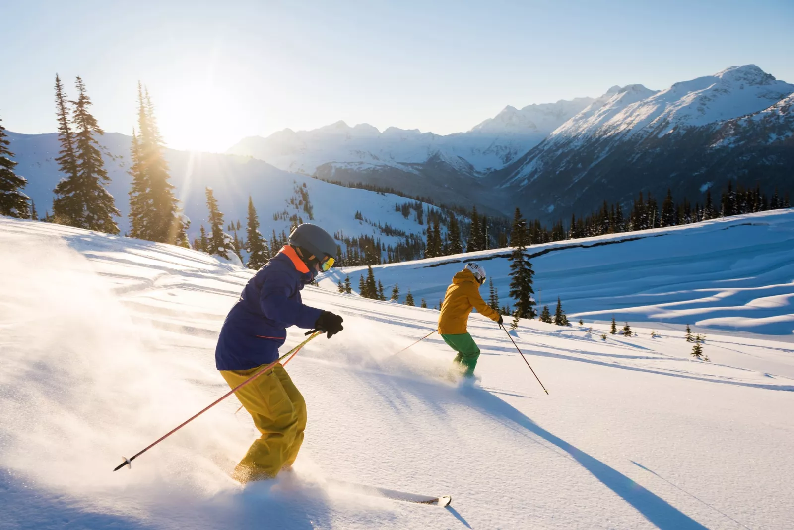 Skiing down the mountain