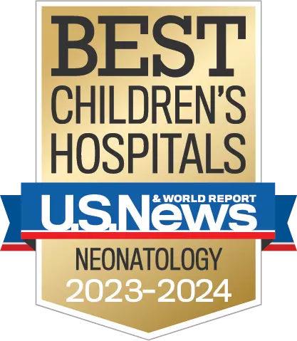 Gold badge recognizing AdventHealth for Children as one of U.S. News and World Report's Best Children's Hospitals.