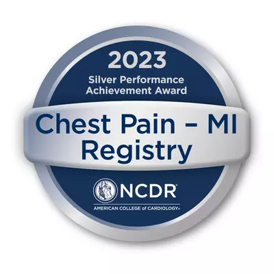 2023 Silver Performance Achievement Award for Chest Pain - MI Registry by American College of Cardiology.