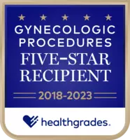 Healthgrades Five-Star Recipient for Gynecologic Procedures Badge for 2023.